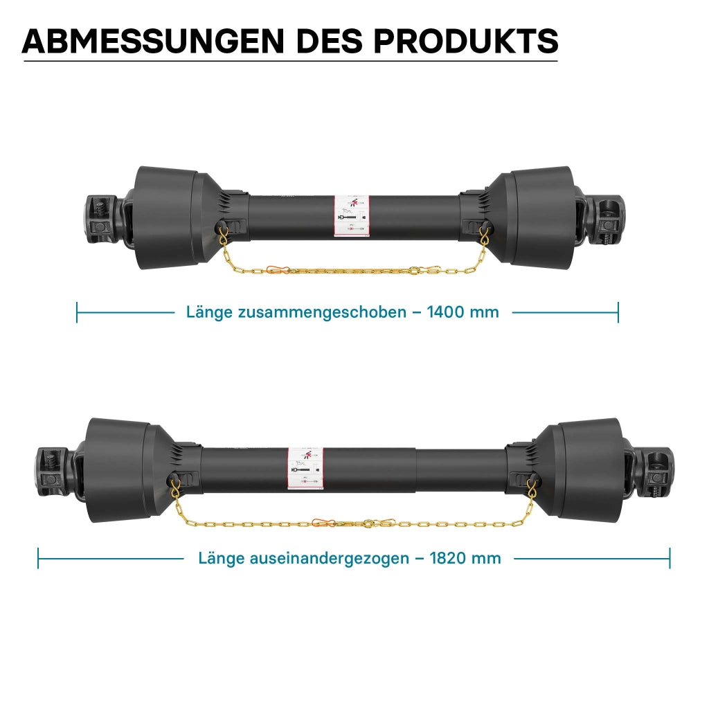 Albero cardanico T4 Giunto cardanico 1400-1540mm 460Nm 540rpm Cardano 40kW (55CV) 2x 1 3/8" 6 denti