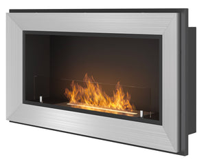 Camino a Bioetanolo da Parete/Incasso 90x49 cm Frame 900 Inox con Vetro