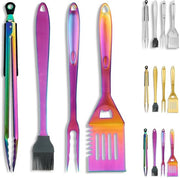 Accessori per Grill a Rainbow - Set 4 pezzi - Resistente al Calore e alla Fiamma - Acciaio Inox Titanio - Per Campeggio e Teppanyaki