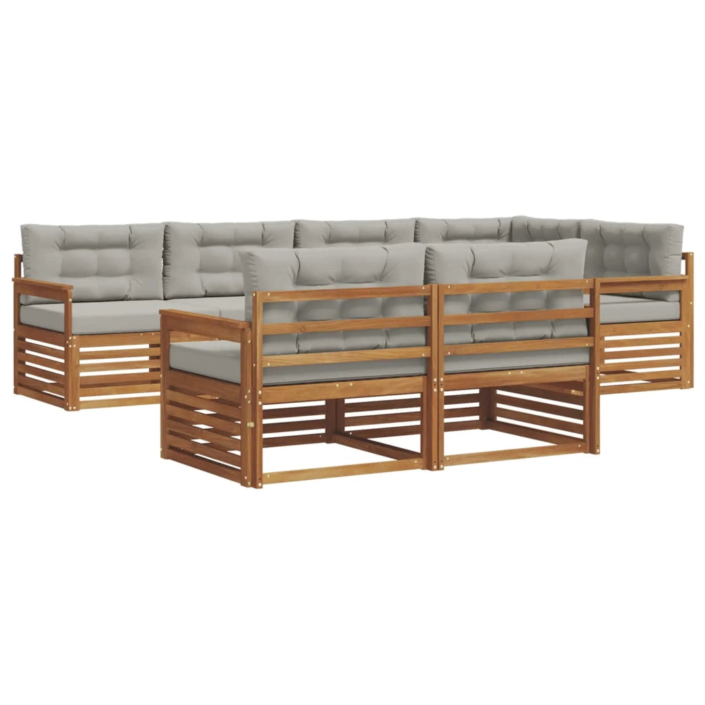 Set di divani da esterno 7 pcs Grigio Naturale e Chiaro