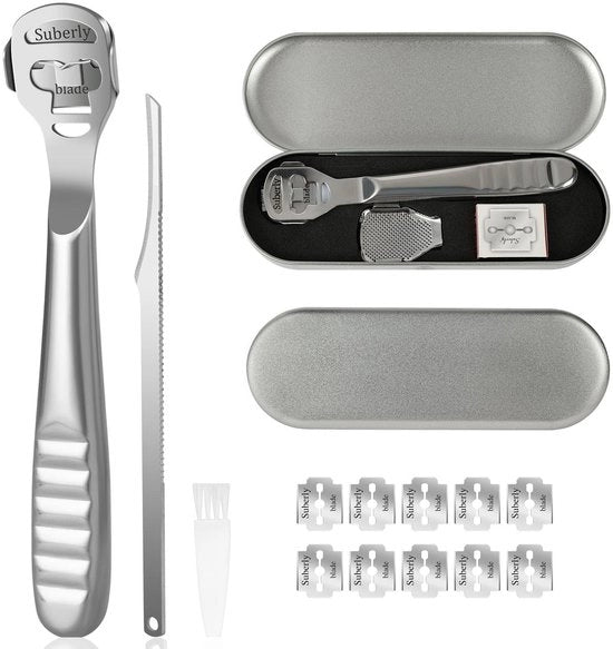 Kit per Pedicure con Raspa in Acciaio Inossidabile - Elettrodo per Eliminare le Calli - Raspa per Piedi - Strumento per Piedi - Set di Pedicure - Adatto per Pelli Resistenti