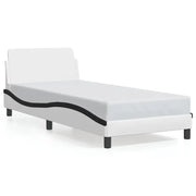 Letto singolo | Letto per adulti | Giroletto Dover Bianco e Nero 90x200 cm in Similpelle
