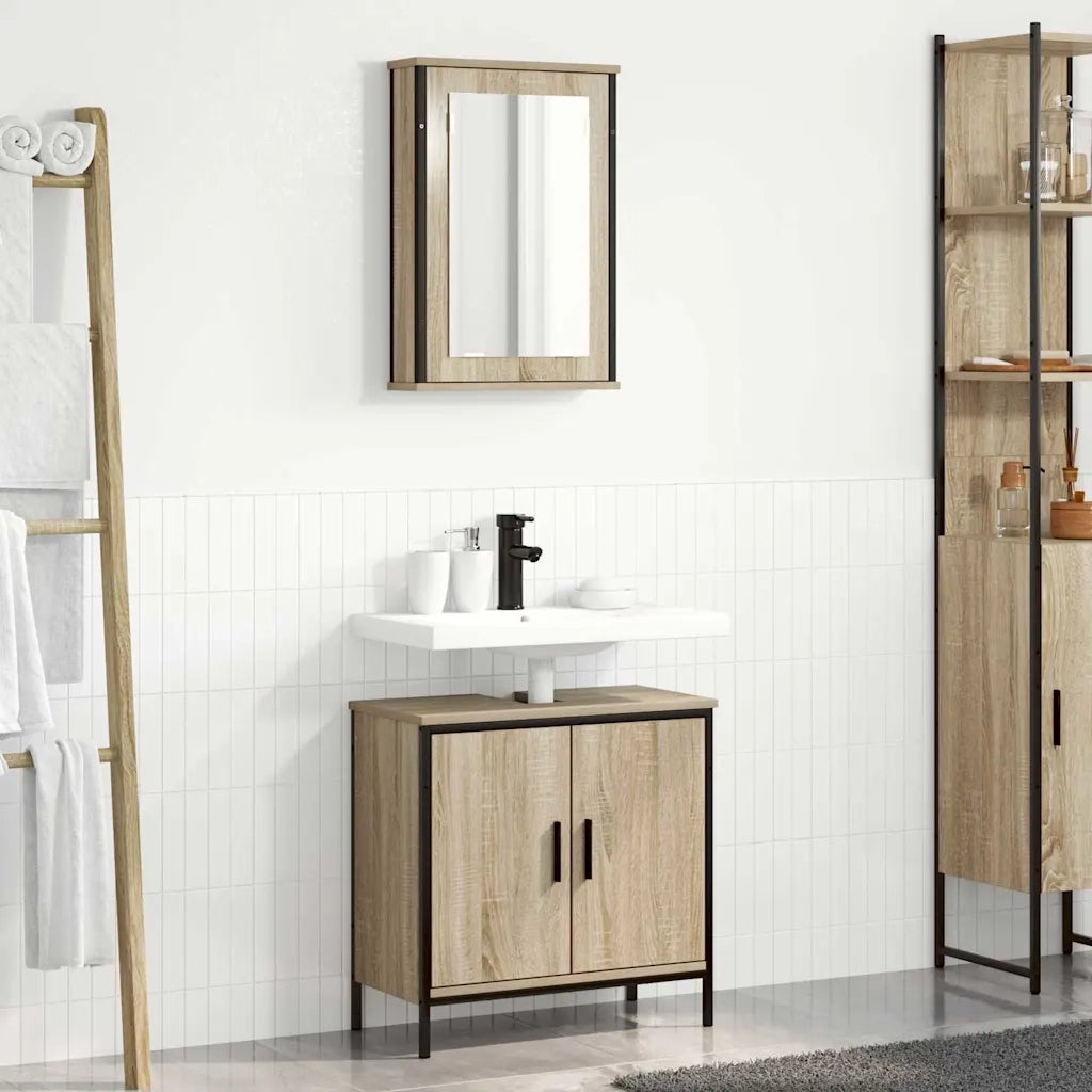 Set di mobili per il bagno 2 pcs Marrone Legno multistrato 3345131