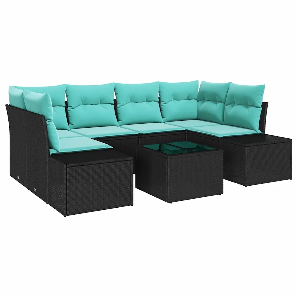 Set Divano da Giardino 7 pz Nero polyrattan 3346966