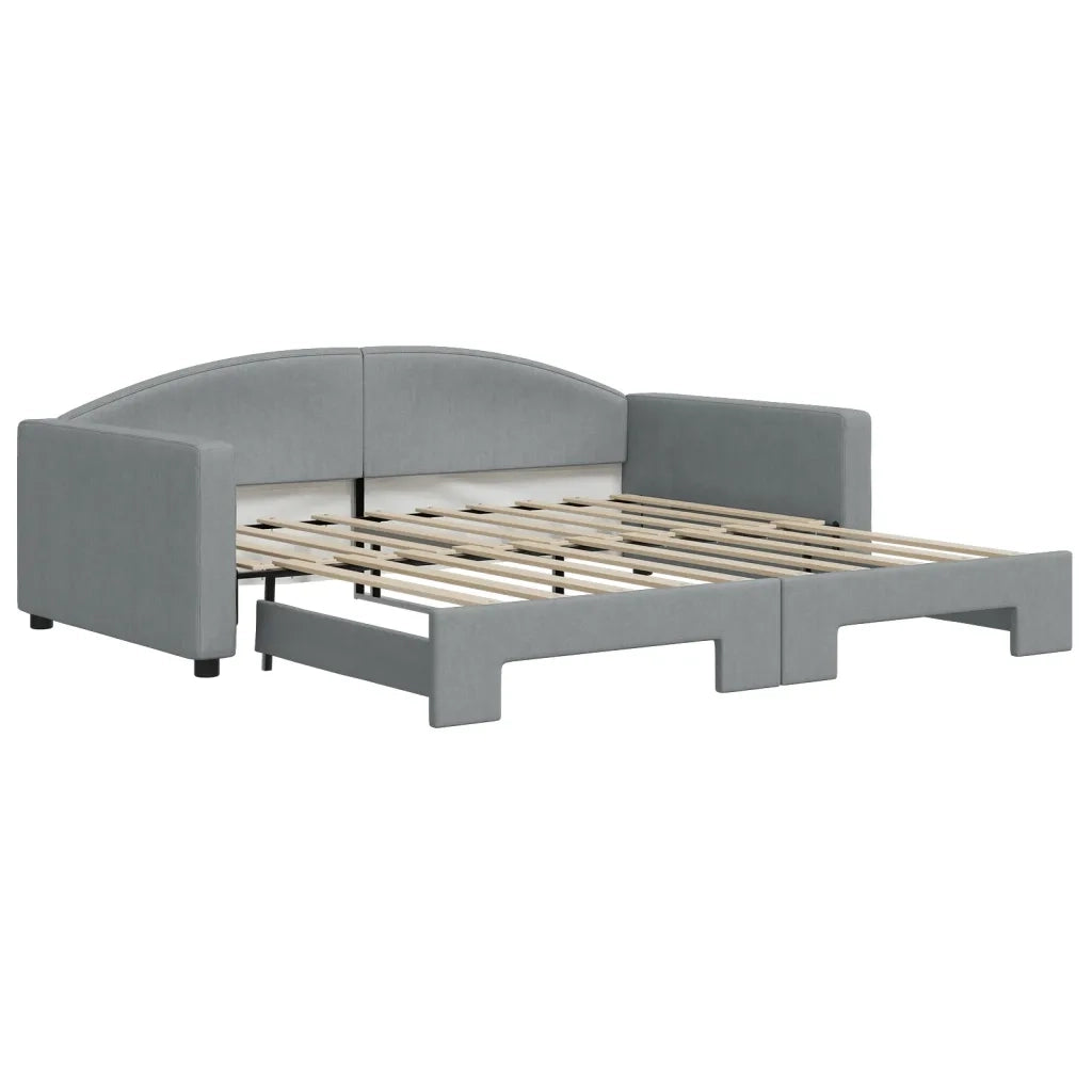 Divano Letto con Letto Estraibile Grigio Chiaro 100x190 Tessuto