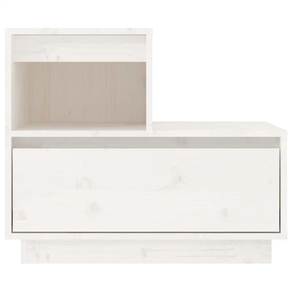 Set di 2 Comodini | Armadio da Notte | Mobiletto da notte Bianchi 60x34x51 cm in Legno Massello di Pino