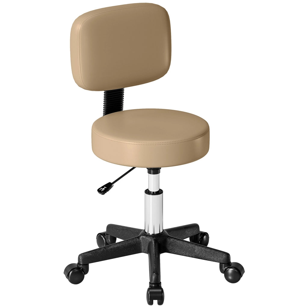 Sgabello da Ufficio Girevole 360¡ã con Schienale Regolabile in Altezza 72-84 cm ¨C Xylo ¨C Marrone Chiaro