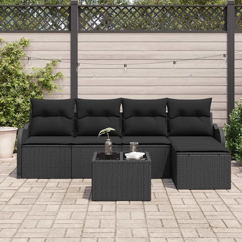 Set Divano da Giardino 6 pcs Nero polyrattan 3345673