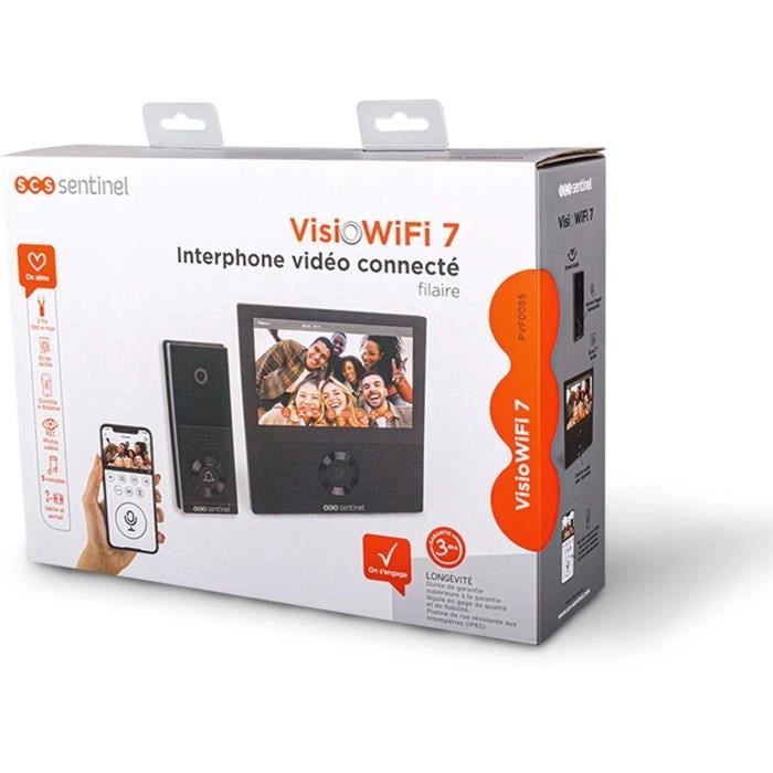 Videocitofono cablato connesso - SCS SENTINEL - VisioWifi - Visione notturna - Nero
