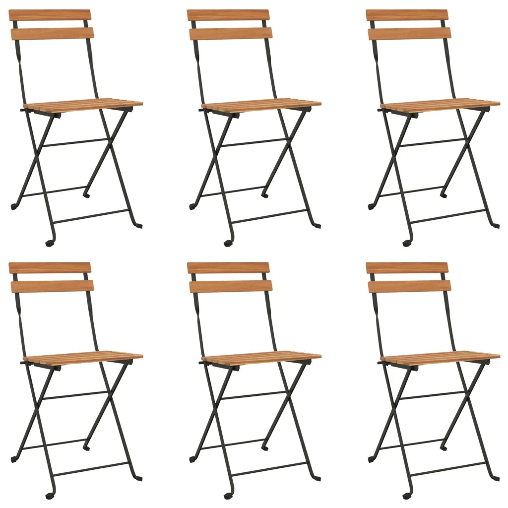 Set BistrÃ² Pieghevole 7pz in Legno Massello di Acacia e Acciaio