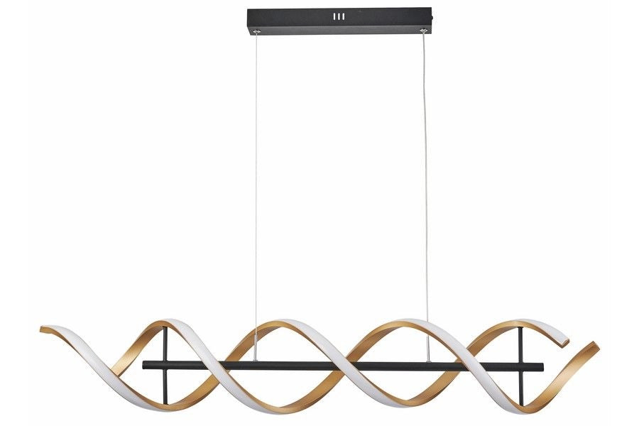 Lampada sospensione doppia Abrax LED 40W nero oro Reality