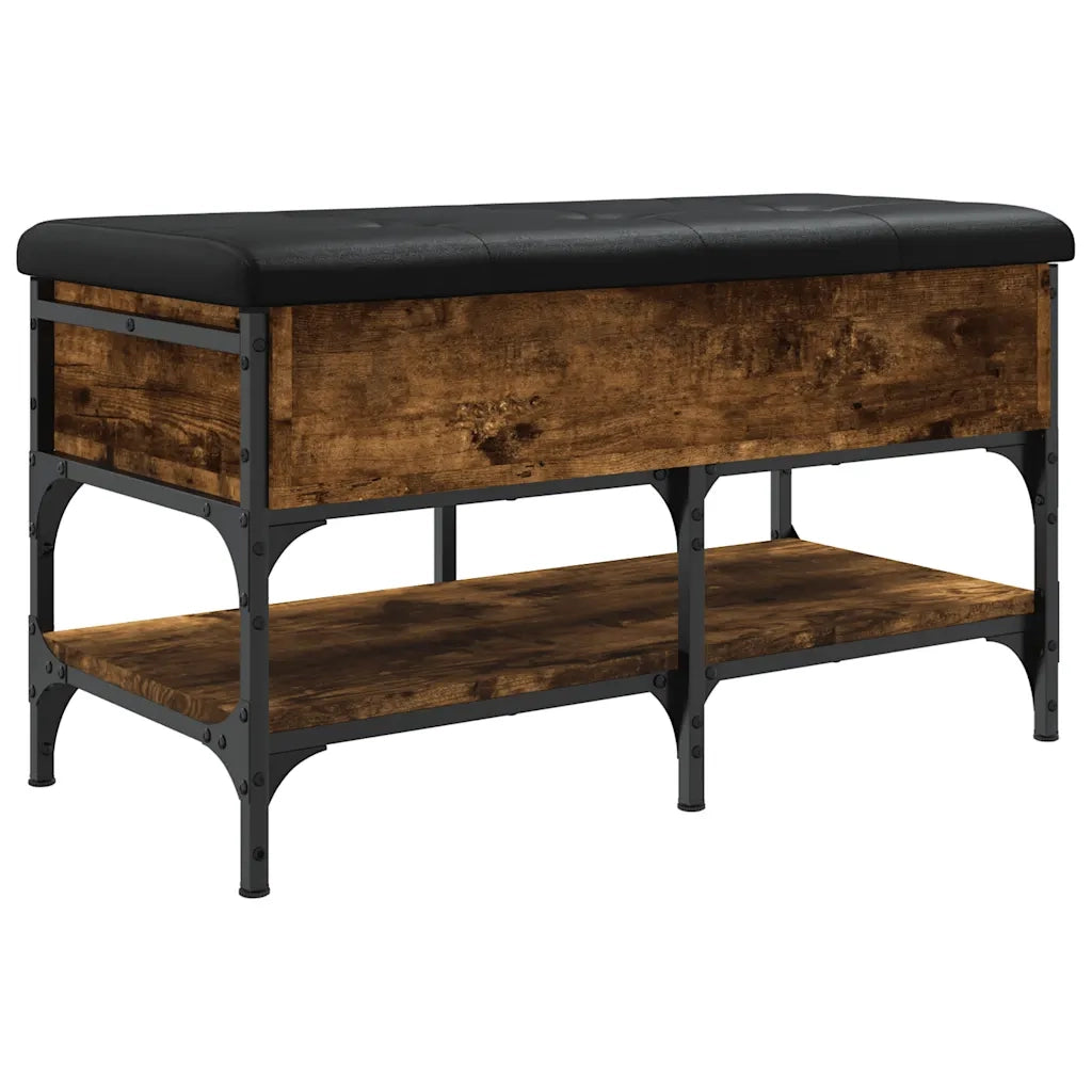 Panca Porta Scarpe-Sgabello-Panca Scarpiera Rovere Fumo 82x42x45 cm in Legno Multistrato