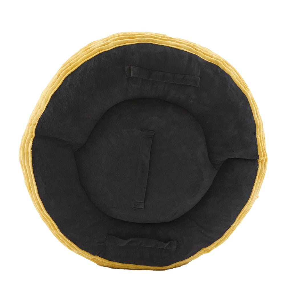 Poltrona pouf con Schienale Alto, Braccioli e 3 Cuscini, Seduta Relax in Velluto a Coste Giallo senape 108 × 108 × 52 cm