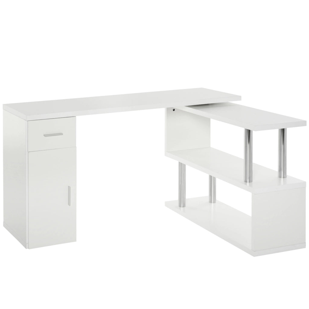 Scrivania Angolare Moderna in Legno con Cassetti ¨C Zephmum ¨C Bianco 90x50x