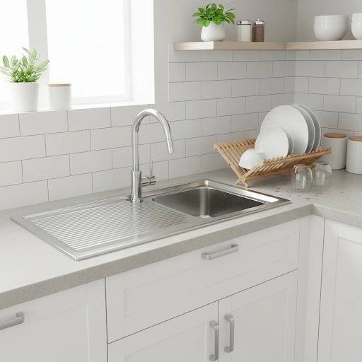 Lavello appoggio in acciaio inox 100 cm gocciolatoio dx - Cromo
