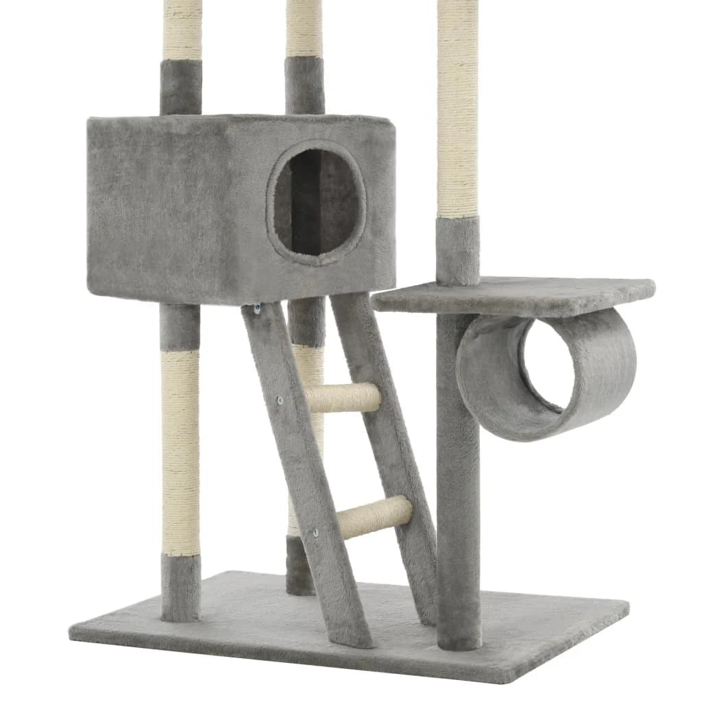 Tiragraffi albero per gatti cuccia per gatti giocattolo peluche sisal 230-260 cm grigio 3702211