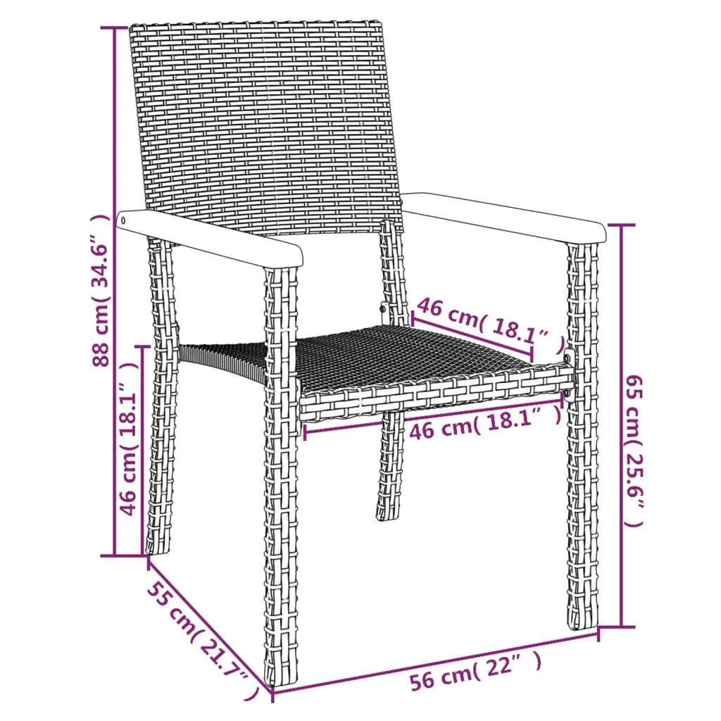 Set da Pranzo da Giardino 5 pz | Set Salotto da Giardino Nero in Polyrattan