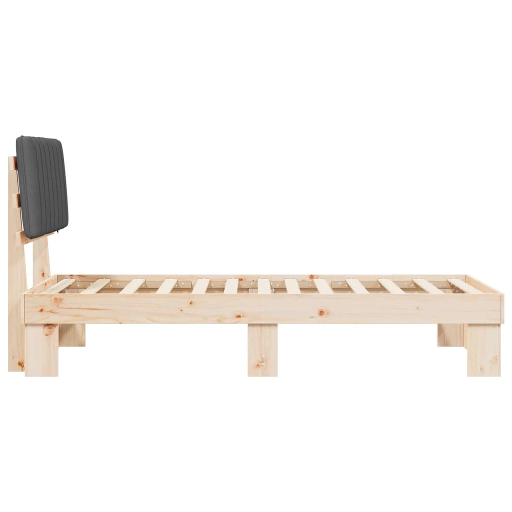 Letto con Testiera Rivestita Grigio scuro 90 x 200 cm