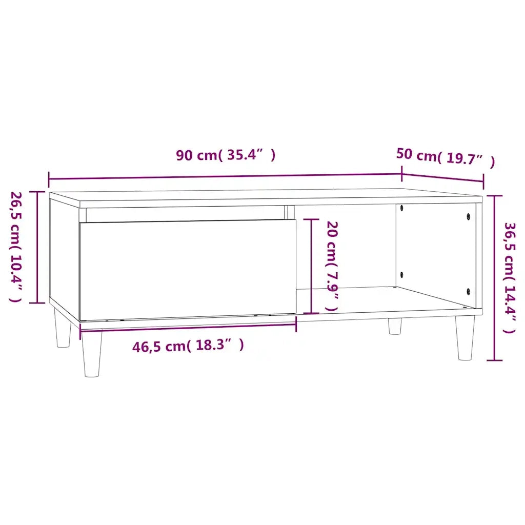 Tavolino Salotto Grigio Sonoma 90x50x36,5 cm Legno Multistrato 821050