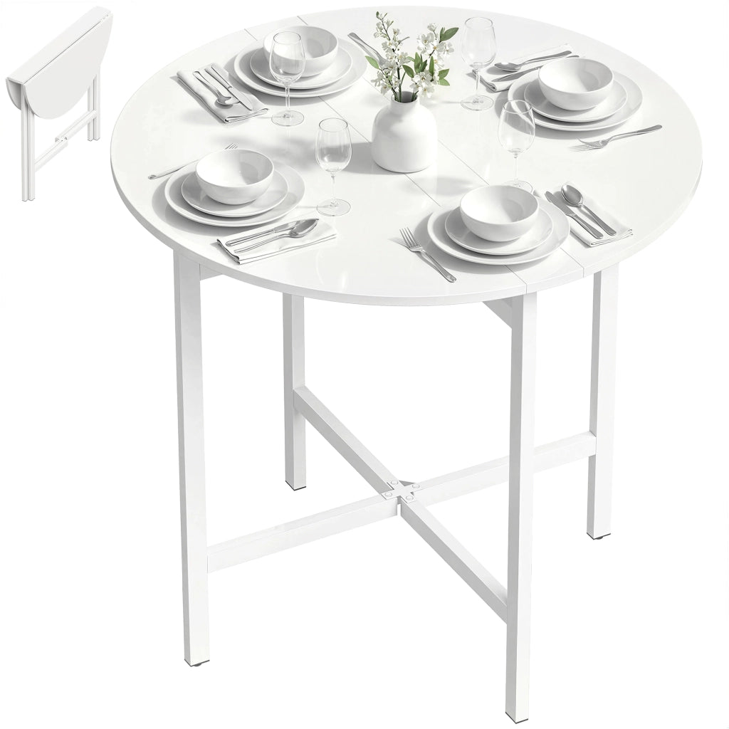 Tavolo da Pranzo Pieghevole. Tavolo Estensibile Salvaspazio. Bianco