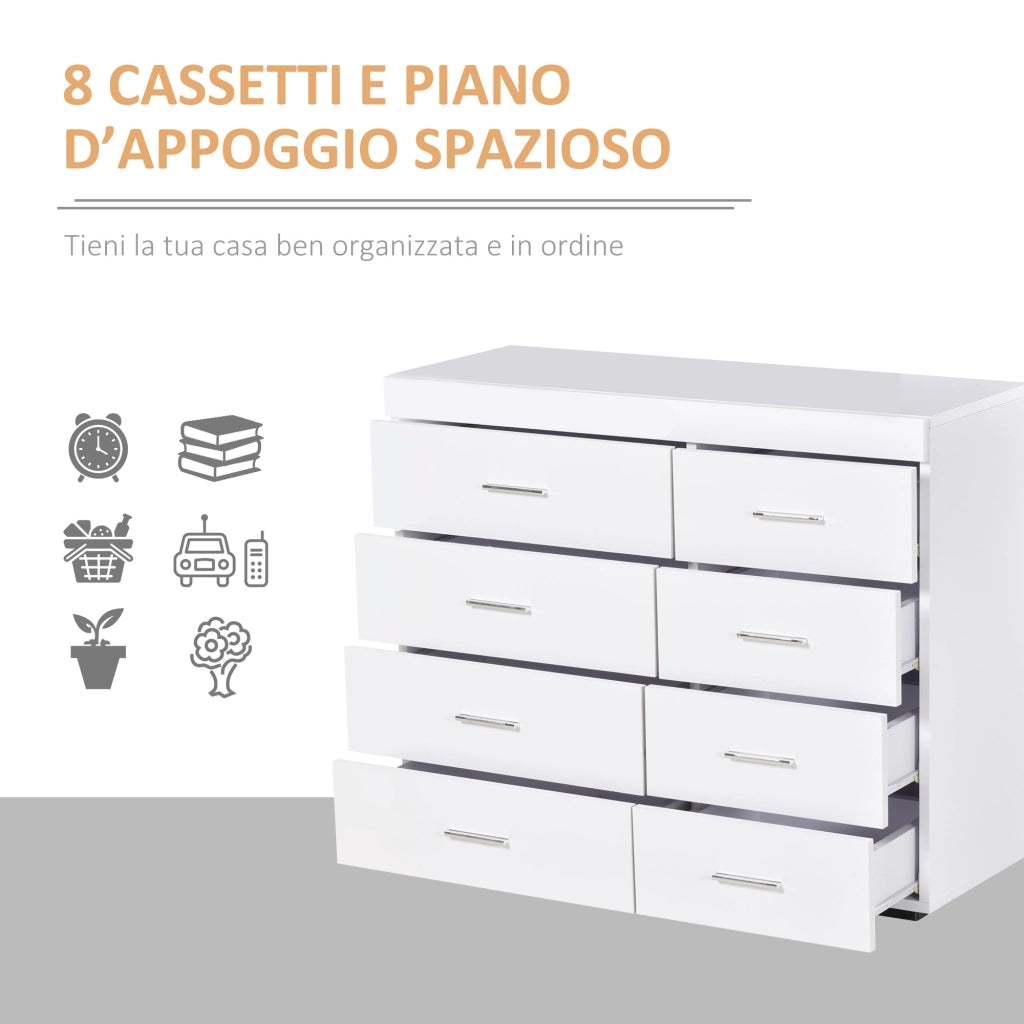 EasyComfort Mobile con Cassetti Cassettiera in Legno per Camera, Cucina, Bagno 90×35×73cm Bianca