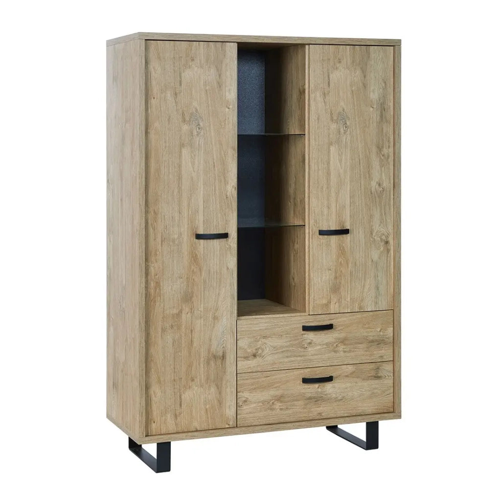 Mobile da Soggiorno XL NEWTON – 2 ante, 2 cassetti e 3 vani – Rovere dorato – L120 x H180 x P50 cm