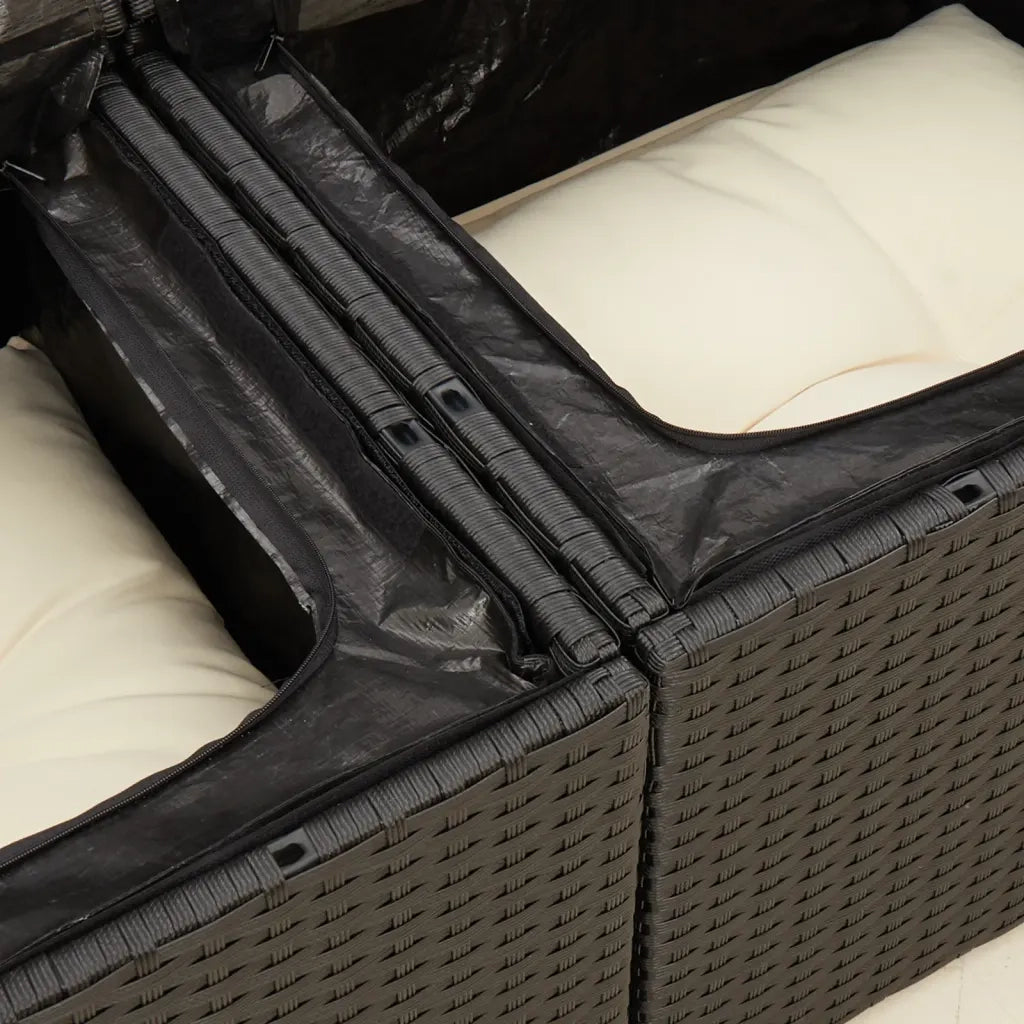 Divano da Giardino con Cuscini a 2 Posti Nero in Polyrattan 366018