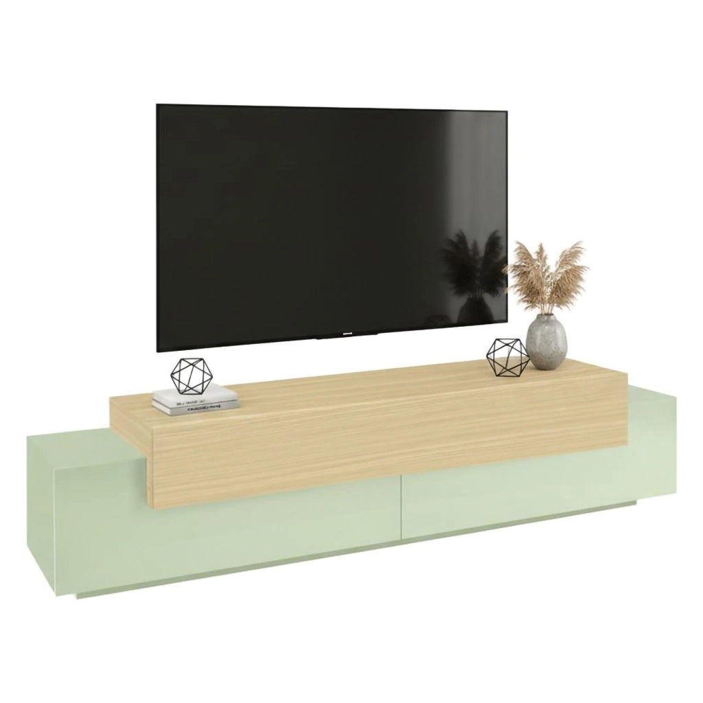 Cassino, Mobile Porta tv 3 Ripiani Made in Italy, 200x45x51.5h cm Verde
