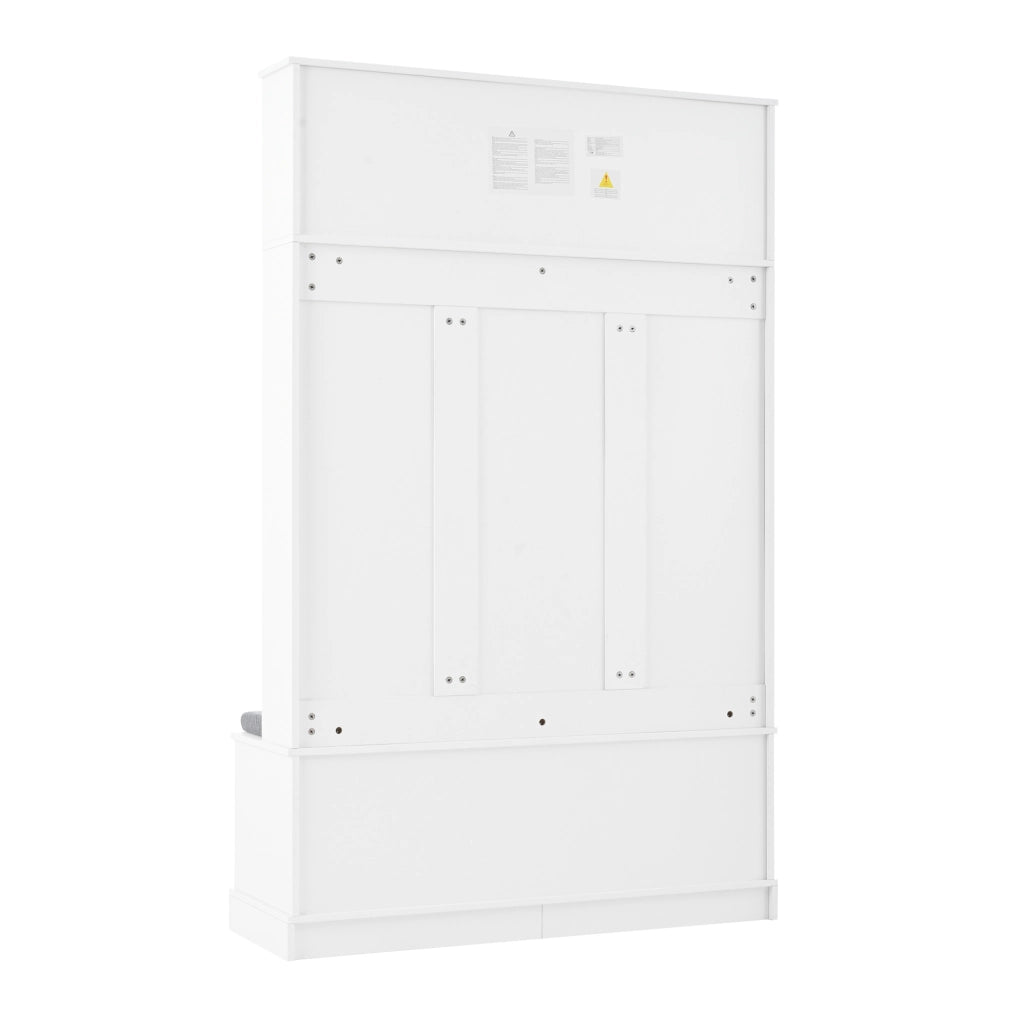 Garderoba da ingresso con panca e scarpiera; 6 ganci; 120x40x191 cm; bianco
