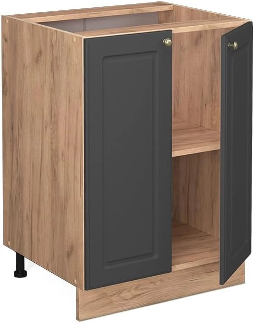 Mobiletto base cucina Fame-Line, Antracite-oro, 60 cm senza piano di lavoro, per la combinazione con altri moduli della serie Fame-Line