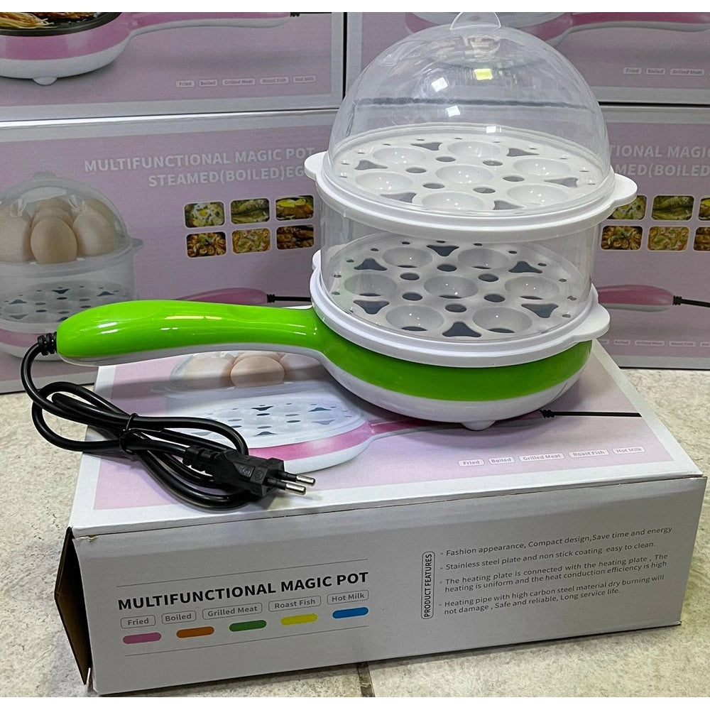 Trade Shop - Mini Padella Antiaderente Elettrica Cuociuova Multifunzionale 3 In 1 Per Uova Sode Verdure -