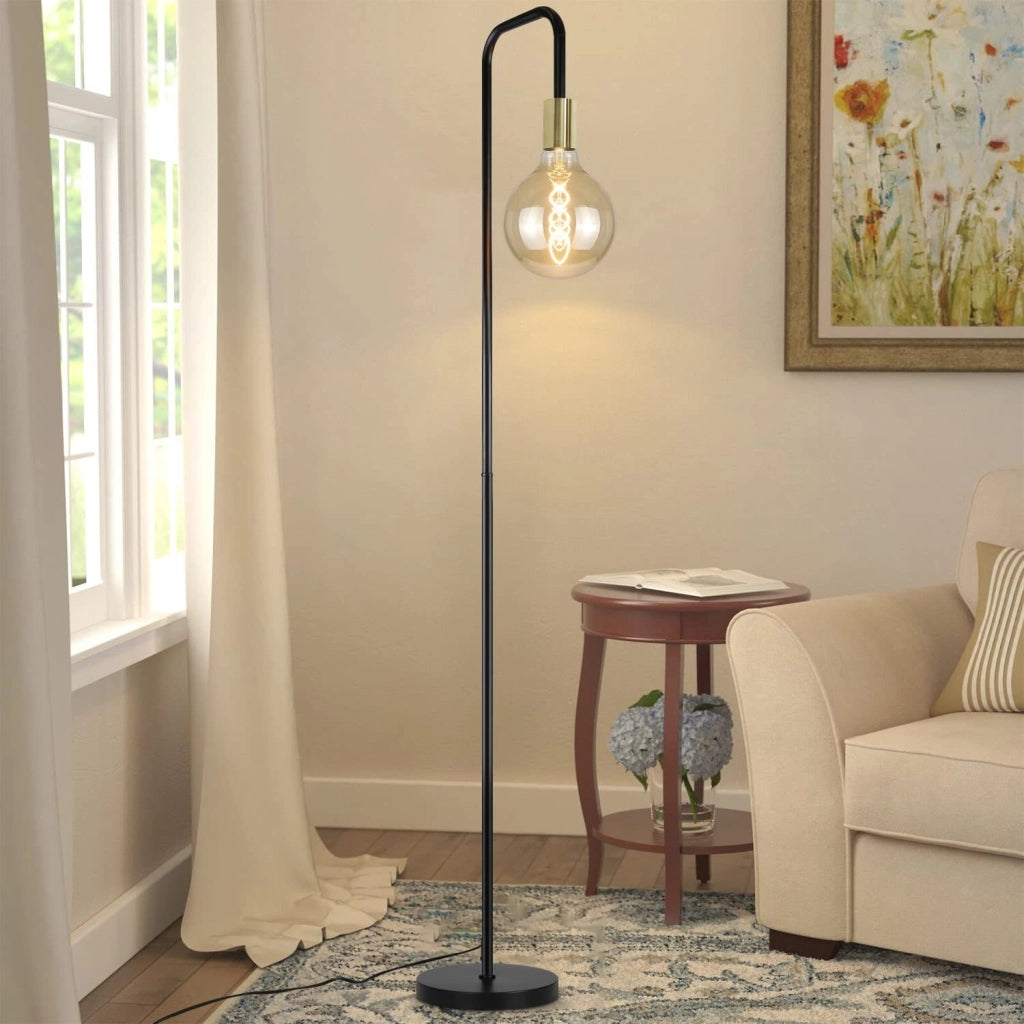 ZMH Lampada da terra nero dorato E27 stile retrò industriale con interruttore a pedale senza lampadina