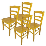 SET 4 SEDIE PAESANA IN LEGNO CON SEDUTA COMPATTA E SCHIENALE ALTO H 88 X L 45 X P 45 CM COLORE GIALLO