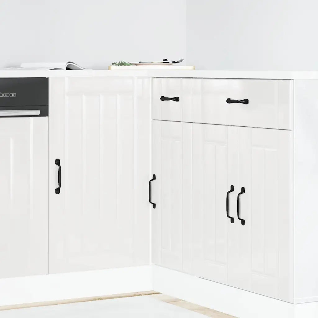 Mobiletto da cucina-Armadio da cucina "Lucca" Bianco lucido in legno ingegnerizzato 282479