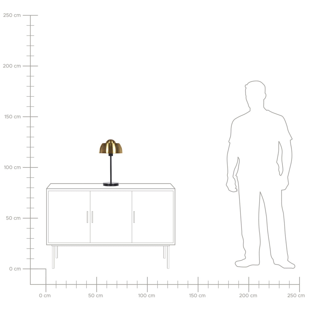 Lampada da Tavolo Comodino dorato con Base Rotonda in Metallo Nero Cupola Paralume Lampada da Lettura Glam