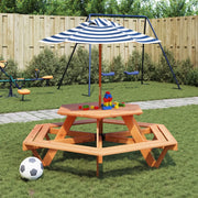 Tavolo Picnic per 6 Bambini con Ombrellone Esagono Legno Abete 3281628