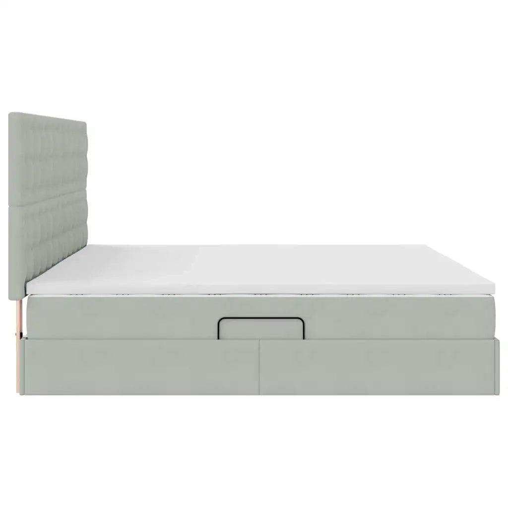 Letto con contenitore e materasso Grigio chiaro 200 x 200 cm