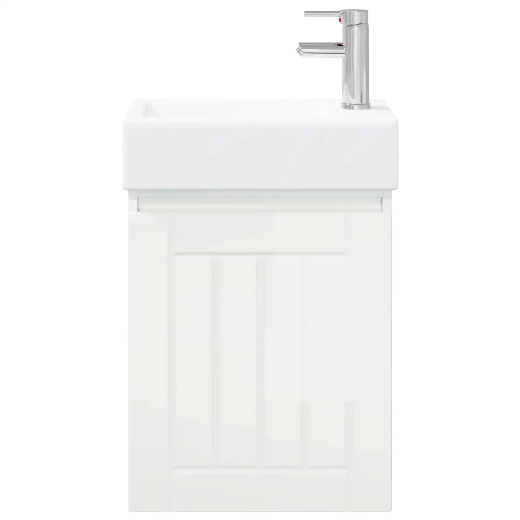 Mobile bagno con rubinetto Bianco Lucido 45,5 x 25,5 x 84 cm 889495