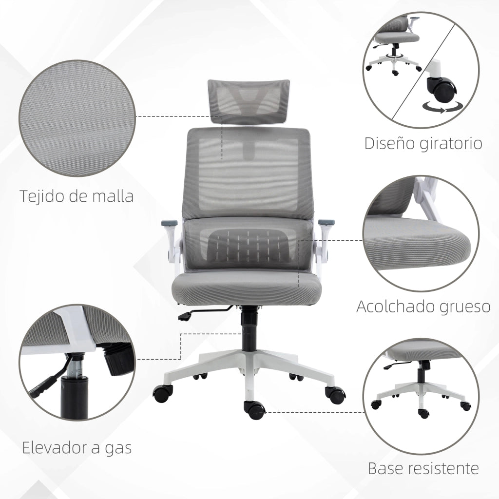 Sedia da ufficio in rete girevole con schienale e altezza regolabile ¨C zephmum ¨C grigio 60x61x104,5-121,5 cm