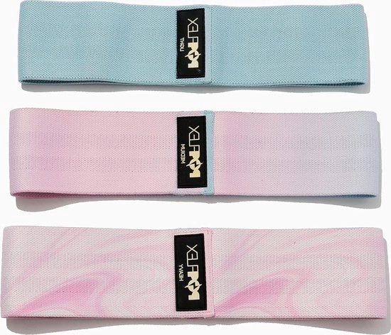 Set di fascette per il corpo 3 in 1 per donne - 3 livelli di intensità - fascette di resistenza a maglia - fascette per yoga - fascette per fitness - attrezzatura Pilates leggera