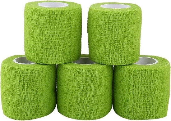 Bandaage autoadesivo impermeabile per fasciatura di gamba, adesivo autoadesivo a rotolo elastico per contusioni e gonfiore (verde) - 5 rotoli/set.