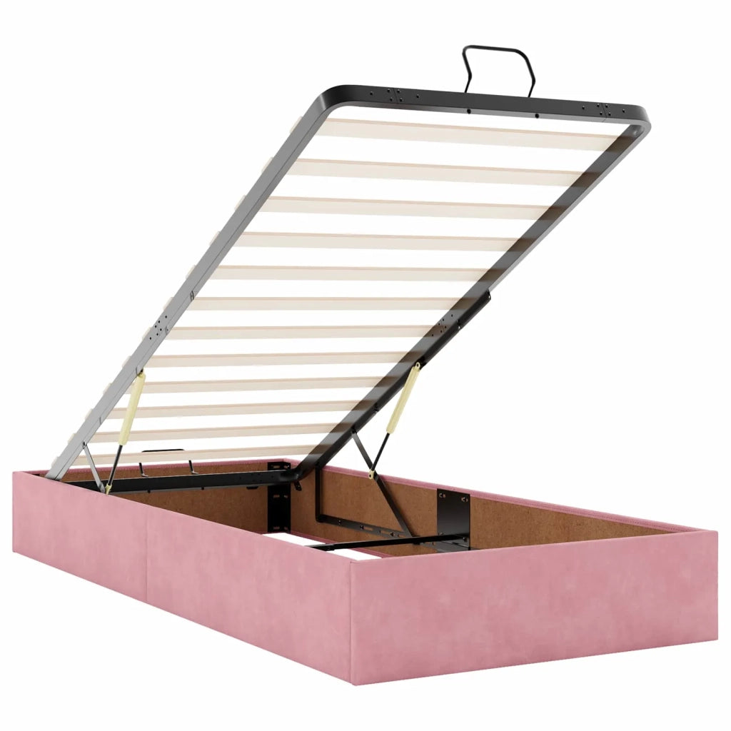 Letto ottomano con materasso Rosa 90 x 190 cm Velluto 3457694