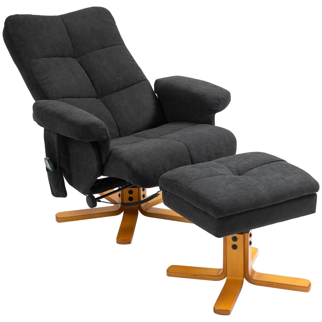 Poltrona massaggiante reclinabile con poggiapiedi ¨C zephmum ¨C 80x86x99 cm, nero
