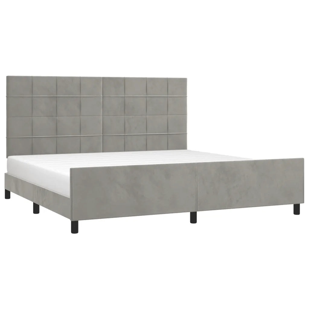 Giroletto con Testiera Grigio Chiaro 200x200 cm in Velluto cod mxl 49264