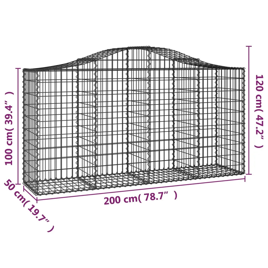 Cesti Gabbioni ad Arco 14 pz 200x50x100/120 cm Ferro Zincato 3145652