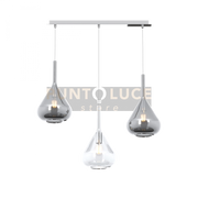 SOSPENSIONE CROMO 3 LUCI RETTANGOLARE VETRI TR + 2X FU 1177CR-S3 R-TF