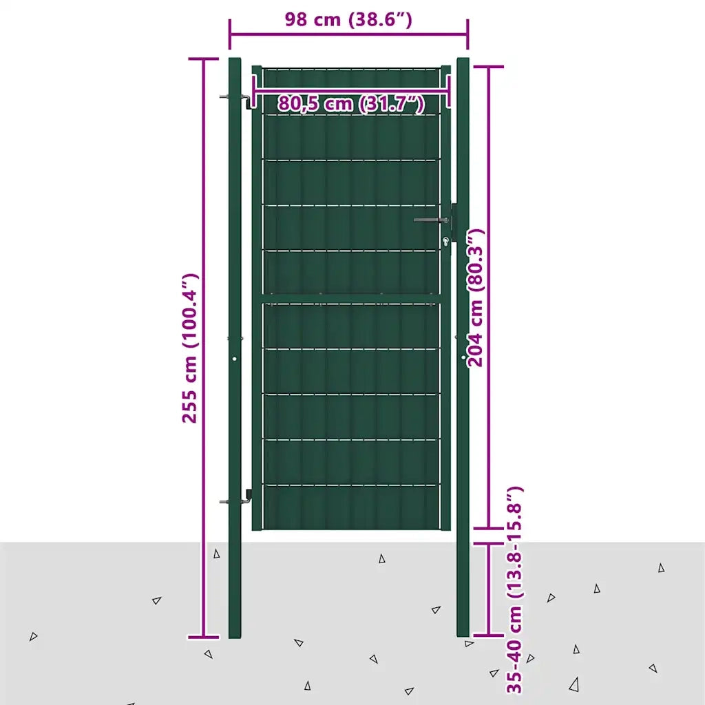 Cancello per Recinzione in PVC e Acciaio 100x204 cm Verde 145231