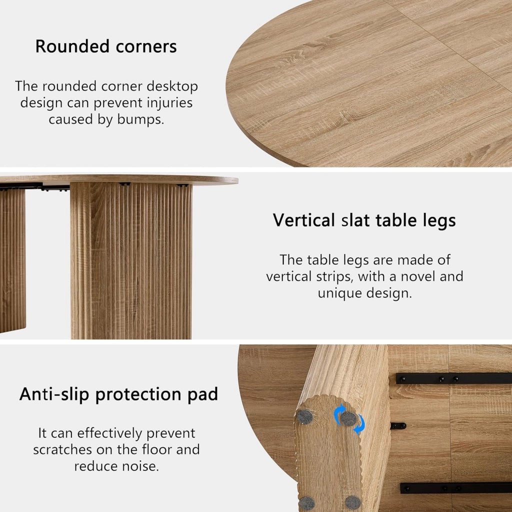 GrandCA HOME Tavolo da Pranzo Rotondo 120 cm, Tavolo da Cucina per 4, Tavolo da Pranzo in Legno con Base a Croce per Cucina, Sala da Pranzo, Soggiorno,Rovere