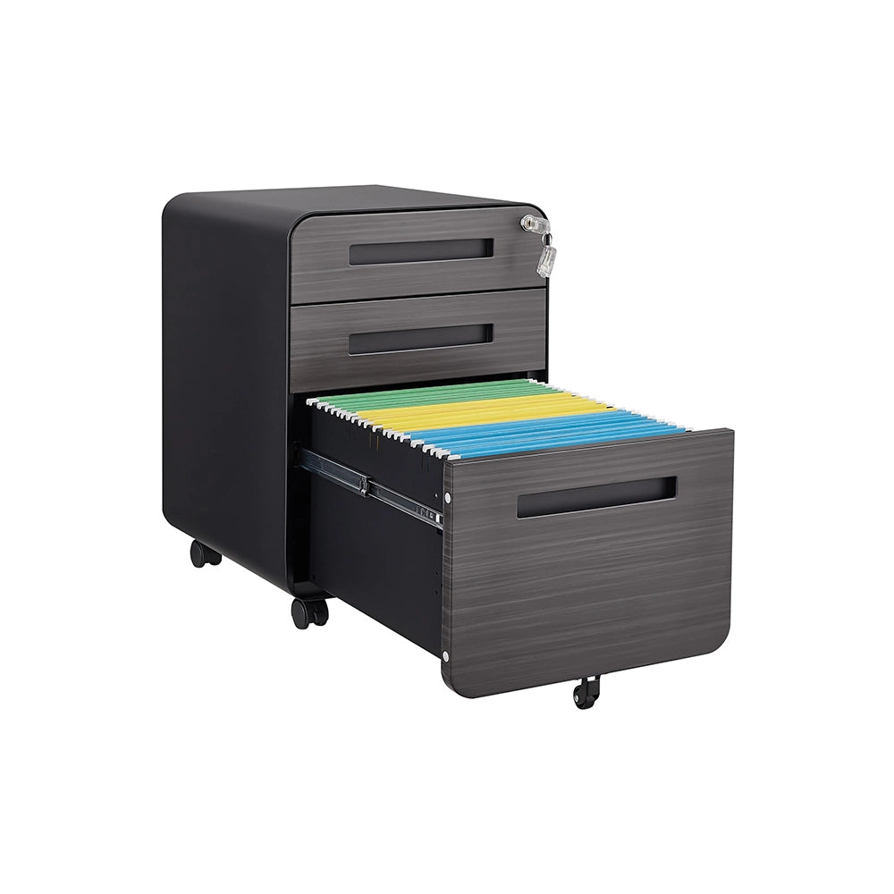 Classeur mobile a 3 cassetti - Xylo - 5 ruote anti-ribaltamento - Nero