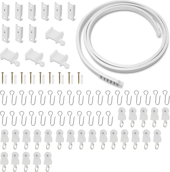 Set di supporto per tenda a parete - Bianco - Montaggio soffitto - Flessibile - Montaggio semplice e diretto - 3 metri
